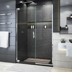 Cheap 🛒 DreamLine Elegance Plus 72 x 46-3/4 in. Frameless Pivot Shower Door in Polished Chrome ⌛