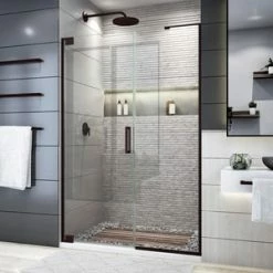Best Sale 🔔 DreamLine Elegance Plus 72 x 46-3/4 in. Frameless Pivot Shower Door in Oil Rubbed Bronze ✨