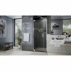 Best Sale 🤩 DreamLine Elegance Plus 72 x 34-3/4 in. Frameless Pivot Shower Door in Polished Chrome ⭐ -DreamLine Sales Store Query 1086
