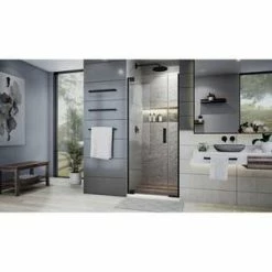 Deals 🎉 DreamLine Elegance Plus 72 x 34-3/4 in. Frameless Pivot Shower Door in Satin Black 🔔 -DreamLine Sales Store Query 1104