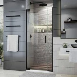 Deals 🎉 DreamLine Elegance Plus 72 x 34-3/4 in. Frameless Pivot Shower Door in Satin Black 🔔 -DreamLine Sales Store Query 1105