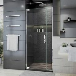 Promo ❤️ DreamLine Elegance Plus 72 x 30-3/4 in. Frameless Pivot Shower Door in Polished Chrome 👏 -DreamLine Sales Store Query 1113