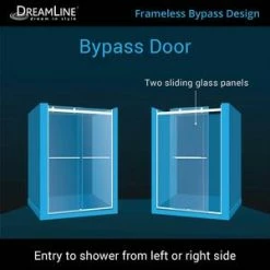 Cheap ⭐ DreamLine Essence 48 in. Frameless Bypass Shower Door with Clear Tempered Glass in Polished Chrome ✨ -DreamLine Sales Store Query 1142