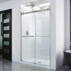 Best Pirce ❤️ DreamLine Essence 48 in. Frameless Bypass Shower Door with Clear Tempered Glass in Brushed Nickel 😀