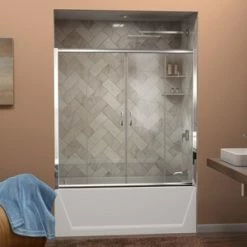Hot Sale 🥰 DreamLine Visions 60 in. Frameless Sliding Tub and Shower Door with Clear Glass in Polished Chrome ✔️