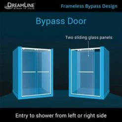 Discount 🥰 DreamLine Encore 54 in. Frameless Bypass Sliding Shower Door with Clear Glass in Polished Chrome ⌛ -DreamLine Sales Store Query 122
