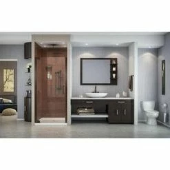 Brand new 🔥 DreamLine Elegance 30-3/4 in. Frameless Pivot Shower Door with Tempered Glass in Oil Rubbed Bronze 🥰 -DreamLine Sales Store Query 1240