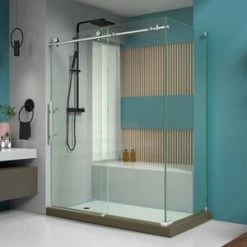 Hot Sale 🔥 DreamLine Enigma-X 76 x 34-1/2 in. Frameless Sliding Shower Door in Brushed Stainless Steel 🥰