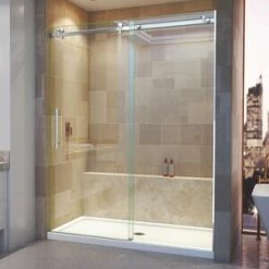 Outlet 🧨 DreamLine Enigma Air 60 in. Frameless Sliding Shower Door with Clear Tempered Glass in Polished Stainless Steel 🤩