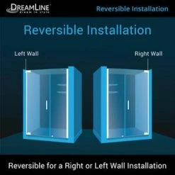 Outlet 👍 DreamLine Elegance 58-1/4 in. Frameless Pivot Shower Door with Tempered Glass in Brushed Nickel 🎁 -DreamLine Sales Store Query 1286