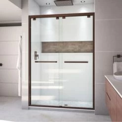 Promo 💯 DreamLine Encore 54 in. Frameless Bypass Sliding Shower Door with Clear Glass in Oil Rubbed Bronze 🤩