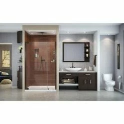 Coupon 💯 DreamLine Elegance 48 in. Frameless Pivot Shower Door with Tempered Glass in Oil Rubbed Bronze ⌛ -DreamLine Sales Store Query 1337