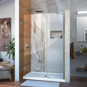 Best Pirce 👏 DreamLine Unidoor 48 x 72 in. Hinged Clear Glass Shower Door in Brushed Nickel 😉 3 Best Pirce 👏 DreamLine Unidoor 48 x 72 in. Hinged Clear Glass Shower Door in Brushed Nickel 😉