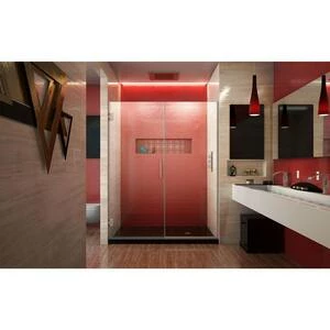 Buy π DreamLine Unidoor Plus 59 in. Frameless Hinged Shower Door with Clear Tempered Glass in Brushed Nickel π€© 4 Buy π DreamLine Unidoor Plus 59 in. Frameless Hinged Shower Door with Clear Tempered Glass in Brushed Nickel π€© - Image 2