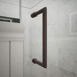 Outlet 🌟 DreamLine Unidoor Plus 59 in. Frameless Hinged Shower Door with Clear Tempered Glass in Oil Rubbed Bronze 🎉 -DreamLine Sales Store Query 1423