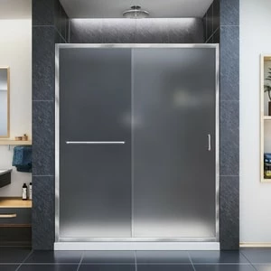 Wholesale โ DreamLine Infinity-Z 60 in. Frameless Sliding Shower Door with Frosted Glass in Polished Chrome ๐ 3 Wholesale โ DreamLine Infinity-Z 60 in. Frameless Sliding Shower Door with Frosted Glass in Polished Chrome ๐