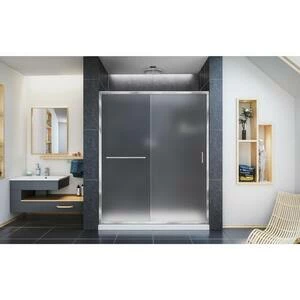 Wholesale โ DreamLine Infinity-Z 60 in. Frameless Sliding Shower Door with Frosted Glass in Polished Chrome ๐ 7 Wholesale โ DreamLine Infinity-Z 60 in. Frameless Sliding Shower Door with Frosted Glass in Polished Chrome ๐ - Image 5