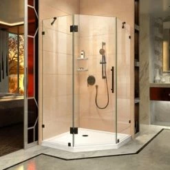 Top 10 😉 DreamLine Prism Lux 40-3/8 in. Frameless Hinged Shower Enclosure with Tempered Glass in Oil Rubbed Bronze 💯
