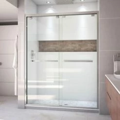 New ⌛ DreamLine Encore 60 in. Frameless Bypass Sliding Shower Door with Clear Glass in Brushed Nickel 🥰
