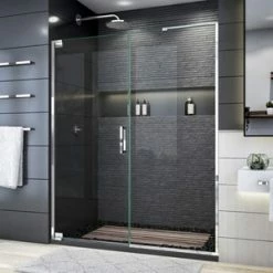 Best deal 👍 DreamLine Elegance Plus 72 x 58-3/4 in. Frameless Pivot Shower Door in Polished Chrome 😍