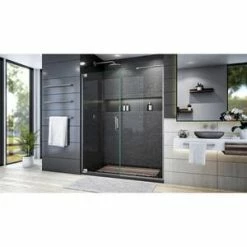 Brand new 🔥 DreamLine Elegance Plus 72 x 58-3/4 in. Frameless Pivot Shower Door in Brushed Nickel 👏 -DreamLine Sales Store Query 1588