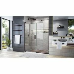 Cheap ✨ DreamLine Elegance Plus 72 x 58-3/4 in. Frameless Pivot Shower Door in Oil Rubbed Bronze 😍 -DreamLine Sales Store Query 1594