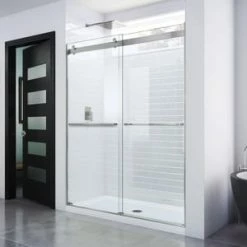 Coupon ❤️ DreamLine Essence 60 in. Frameless Bypass Shower Door with Clear Tempered Glass in Brushed Nickel 🎁