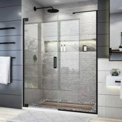 Promo 🤩 DreamLine Elegance Plus 72 x 58-3/4 in. Frameless Pivot Shower Door in Satin Black 🌟 -DreamLine Sales Store Query 1601