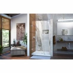 New ✨ DreamLine Unidoor 41 in. Frameless Hinged Shower Door with Clear Glass in Polished Chrome ⌛ -DreamLine Sales Store Query 1631