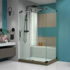 Wholesale 🧨 DreamLine Enigma-XT 76 x 34-1/2 in. Frameless Sliding Shower Door in Tuxedo 🎉