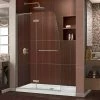 Promo 🤩 DreamLine Aqua Ultra 45 in. Frameless Hinged Shower Door with Clear Tempered Glass in Brushed Nickel 💯 -DreamLine Sales Store Query 1825