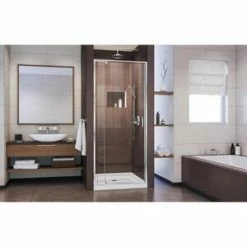 Outlet 🌟 DreamLine Flex 36 in. Frameless Pivot Shower Door with Clear Tempered Glass in Polished Chrome ⭐ -DreamLine Sales Store Query 1844