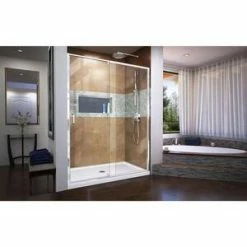 Brand new ⭐ DreamLine Flex 60 in. Frameless Pivot Shower Door with Clear Tempered Glass in Polished Chrome 🤩 -DreamLine Sales Store Query 2010
