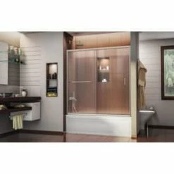 Cheap ✨ DreamLine Infinity-Z 60 in. Frameless Sliding Tub and Shower Door with Clear Glass in Brushed Nickel 😀 -DreamLine Sales Store Query 310