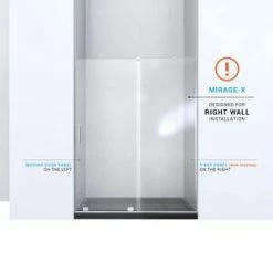 Buy 🎉 DreamLine Mirage-X 60 in. Frameless Sliding Shower Door with Right Wall Bracket in Polished Chrome 😍 -DreamLine Sales Store Query 316
