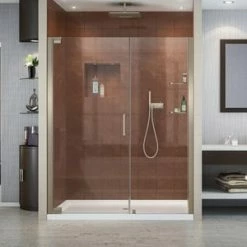 Best reviews of 🔔 DreamLine Elegance 60 in. Frameless Pivot Shower Door with Tempered Glass in Brushed Nickel ⭐