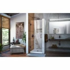 Hot Sale ✔️ DreamLine Unidoor 72 in. Frameless Hinged Shower Door with Clear Glass in Oil Rubbed Bronze 🛒 -DreamLine Sales Store Query 473