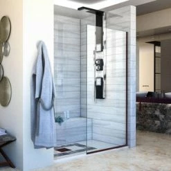 Brand new 🎁 DreamLine Linea 34 in. Frameless Shower Door with Clear Tempered Glass in Oil Rubbed Bronze 😍