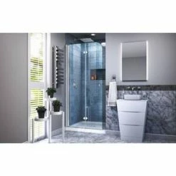 New ✨ DreamLine Aqua Fold 33-1/2 in. Frameless Bifold Shower Door with Clear Tempered Glass in Polished Chrome 😀 -DreamLine Sales Store Query 522