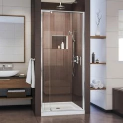 Best reviews of 🌟 DreamLine Flex 32 in. Frameless Pivot Shower Door with Clear Tempered Glass in Polished Chrome 😀