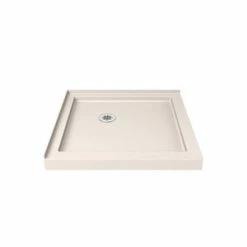 Outlet 👍 DreamLine SlimLine 32 x 32 in. Square Double Threshold Shower Base with Corner Drain in Biscuit 🧨