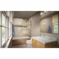 Discount ⭐ DreamLine Aqua Swing 34 in. Frameless Swing Tub and Shower Door with Clear Tempered Glass in Polished Chrome ✨ -DreamLine Sales Store Query 593