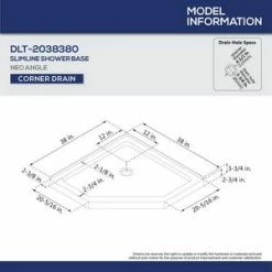 Hot Sale 🧨 DreamLine SlimLine 38 x 38 in. Neo-angle Shower Base with Corner Drain in Biscuit ❤️ 11 Hot Sale 🧨 DreamLine SlimLine 38 x 38 in. Neo-angle Shower Base with Corner Drain in Biscuit ❤️ -DreamLine Sales Store Query 622