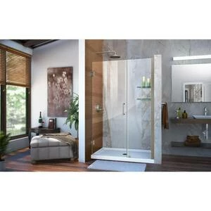 Cheap ✨ DreamLine Unidoor 47 in. Frameless Hinged Shower Door with Clear Tempered Glass in Brushed Nickel ⌛ 4 Cheap ✨ DreamLine Unidoor 47 in. Frameless Hinged Shower Door with Clear Tempered Glass in Brushed Nickel ⌛ - Image 2