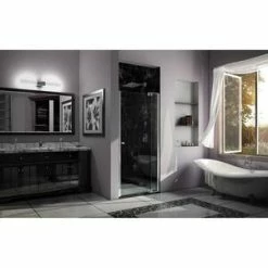 Deals 🔥 DreamLine Allure 31 in. Frameless Pivot Shower Door with Clear Tempered Glass in Polished Chrome 🎁 -DreamLine Sales Store Query 697