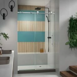 Deals 🌟 DreamLine Enigma-X 76 in. Frameless Sliding Shower Door in Polished Stainless Steel 🔥