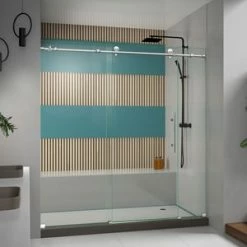 Top 10 🎉 DreamLine Enigma-X 72 x 76 in. Sliding Clear Glass Shower Door in Polished Stainless Steel 🌟