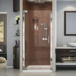 New 🔥 DreamLine Elegance 32-1/2 in. Frameless Pivot Shower Door with Tempered Glass in Polished Chrome 🤩