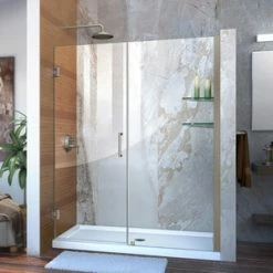 Top 10 🌟 DreamLine Unidoor 58 in. Frameless Hinged Shower Door with Tempered Glass in Brushed Nickel 💯