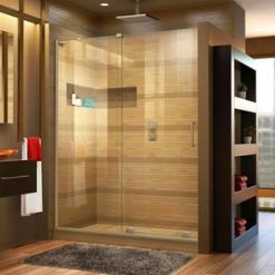 Wholesale ❤️ DreamLine Mirage-X 48 in. Frameless Sliding Shower Door with Left Wall Bracket in Brushed Nickel ⌛